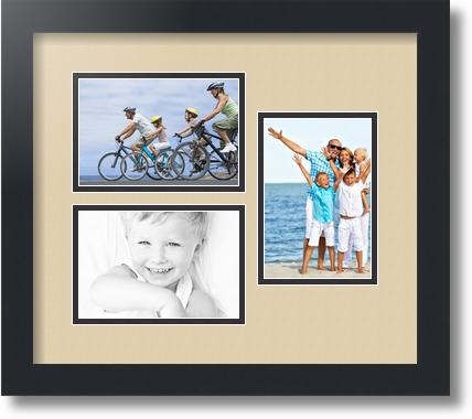 ArtToFrames Collage Mat Picture Photo Frame 3 4x6" Openings in Satin Black 389