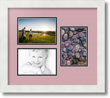 ArtToFrames Collage Mat Picture Photo Frame 3 4x6" Openings in Satin White 389