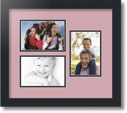 ArtToFrames Collage Mat Picture Photo Frame 3 4x6" Openings in Satin Black 389