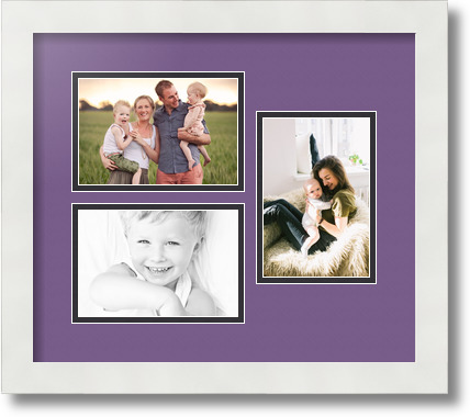 ArtToFrames Collage Mat Picture Photo Frame 3 4x6" Openings in Satin White 389