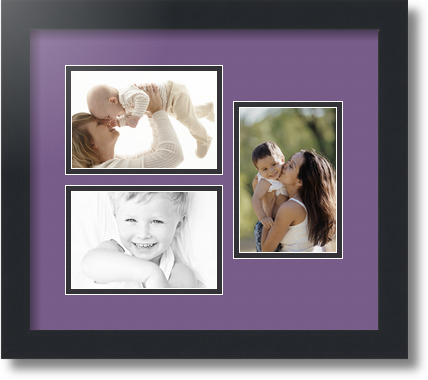 ArtToFrames Collage Mat Picture Photo Frame 3 4x6" Openings in Satin Black 389