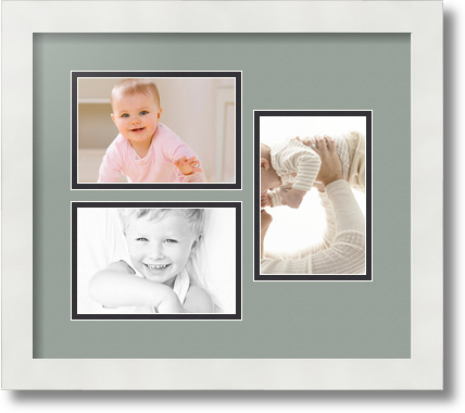 ArtToFrames Collage Mat Picture Photo Frame 3 4x6" Openings in Satin White 389