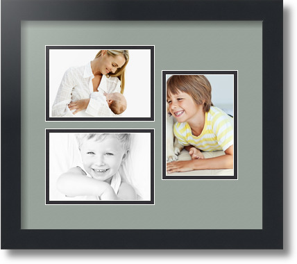 ArtToFrames Collage Mat Picture Photo Frame 3 4x6" Openings in Satin Black 389