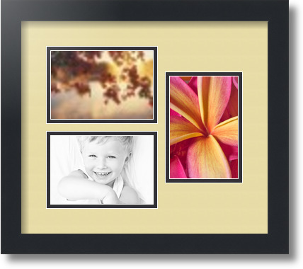 ArtToFrames Collage Mat Picture Photo Frame 3 4x6" Openings in Satin Black 389