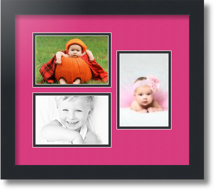 ArtToFrames Collage Mat Picture Photo Frame 3 4x6" Openings in Satin Black 389