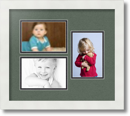 ArtToFrames Collage Mat Picture Photo Frame 3 4x6" Openings in Satin White 389