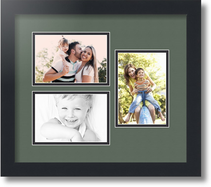 ArtToFrames Collage Mat Picture Photo Frame 3 4x6" Openings in Satin Black 389