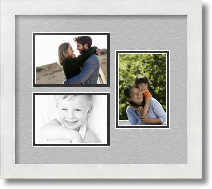 ArtToFrames Collage Mat Picture Photo Frame 3 4x6" Openings in Satin White 389