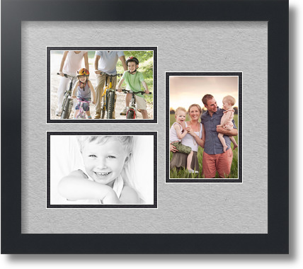 ArtToFrames Collage Mat Picture Photo Frame 3 4x6" Openings in Satin Black 389