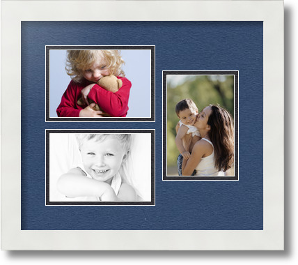 ArtToFrames Collage Mat Picture Photo Frame 3 4x6" Openings in Satin White 389