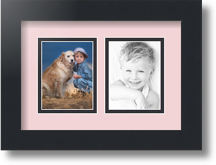 ArtToFrames Collage Mat Picture Photo Frame 2 3x4" Openings in Satin Black 39