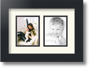 ArtToFrames Collage Mat Picture Photo Frame 2 3x4" Openings in Satin Black 39