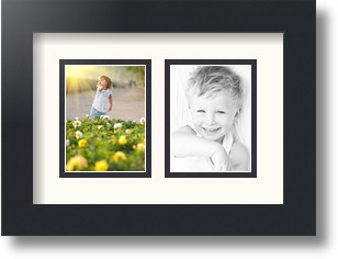 ArtToFrames Collage Mat Picture Photo Frame 2 3x4" Openings in Satin Black 39