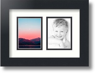 ArtToFrames Collage Mat Picture Photo Frame 2 3x4" Openings in Satin Black 39