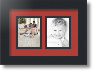 ArtToFrames Collage Mat Picture Photo Frame 2 3x4" Openings in Satin Black 39