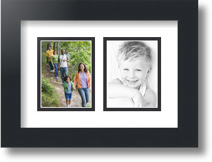 ArtToFrames Collage Mat Picture Photo Frame 2 3x4" Openings in Satin Black 39