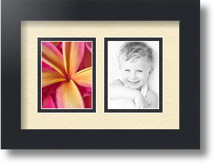 ArtToFrames Collage Mat Picture Photo Frame 2 3x4" Openings in Satin Black 39