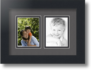 ArtToFrames Collage Mat Picture Photo Frame 2 3x4" Openings in Satin Black 39