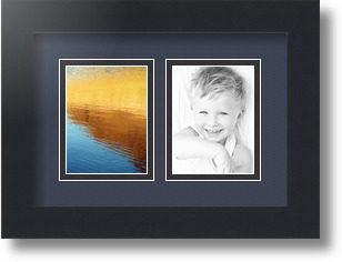 ArtToFrames Collage Mat Picture Photo Frame 2 3x4" Openings in Satin Black 39