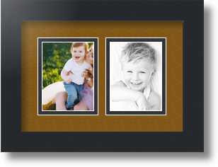 ArtToFrames Collage Mat Picture Photo Frame 2 3x4" Openings in Satin Black 39