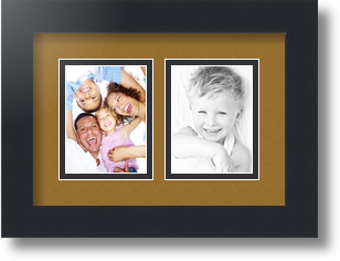 ArtToFrames Collage Mat Picture Photo Frame 2 3x4" Openings in Satin Black 39