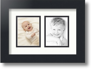 ArtToFrames Collage Mat Picture Photo Frame 2 3x4" Openings in Satin Black 39