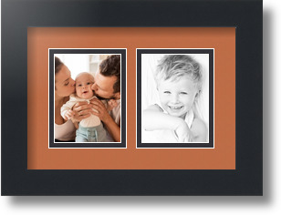 ArtToFrames Collage Mat Picture Photo Frame 2 3x4" Openings in Satin Black 39