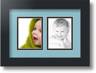 ArtToFrames Collage Mat Picture Photo Frame 2 3x4" Openings in Satin Black 39