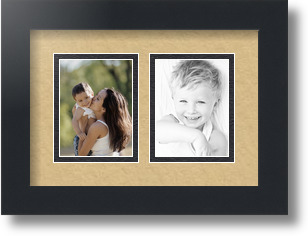 ArtToFrames Collage Mat Picture Photo Frame 2 3x4" Openings in Satin Black 39