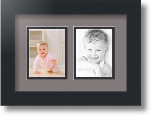 ArtToFrames Collage Mat Picture Photo Frame 2 3x4" Openings in Satin Black 39