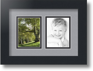 ArtToFrames Collage Mat Picture Photo Frame 2 3x4" Openings in Satin Black 39