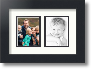 ArtToFrames Collage Mat Picture Photo Frame 2 3x4" Openings in Satin Black 39