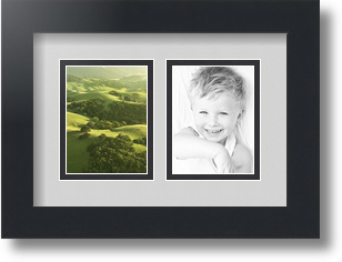 ArtToFrames Collage Mat Picture Photo Frame 2 3x4" Openings in Satin Black 39