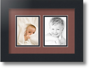 ArtToFrames Collage Mat Picture Photo Frame 2 3x4" Openings in Satin Black 39