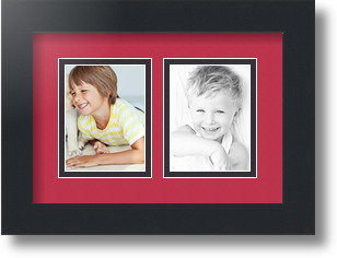 ArtToFrames Collage Mat Picture Photo Frame 2 3x4" Openings in Satin Black 39