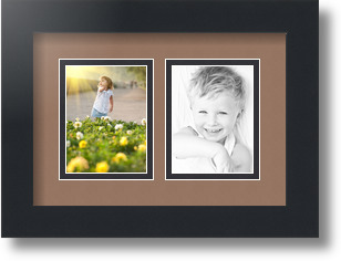 ArtToFrames Collage Mat Picture Photo Frame 2 3x4" Openings in Satin Black 39