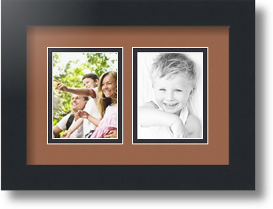 ArtToFrames Collage Mat Picture Photo Frame 2 3x4" Openings in Satin Black 39