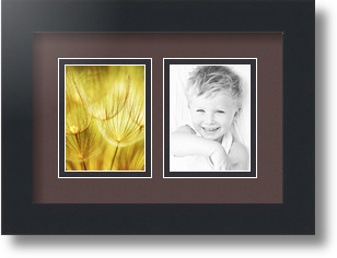 ArtToFrames Collage Mat Picture Photo Frame 2 3x4" Openings in Satin Black 39