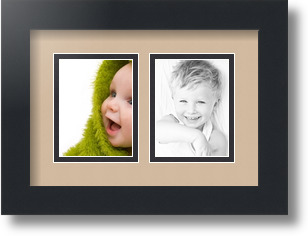 ArtToFrames Collage Mat Picture Photo Frame 2 3x4" Openings in Satin Black 39