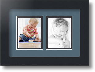 ArtToFrames Collage Mat Picture Photo Frame 2 3x4" Openings in Satin Black 39