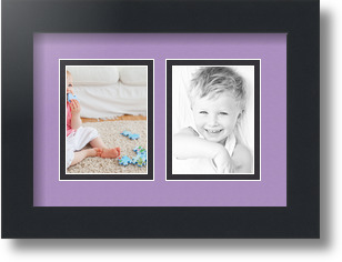 ArtToFrames Collage Mat Picture Photo Frame 2 3x4" Openings in Satin Black 39