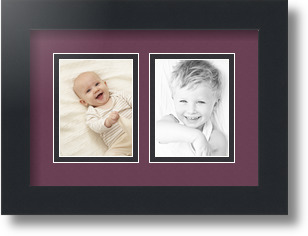 ArtToFrames Collage Mat Picture Photo Frame 2 3x4" Openings in Satin Black 39