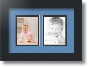 ArtToFrames Collage Mat Picture Photo Frame 2 3x4" Openings in Satin Black 39