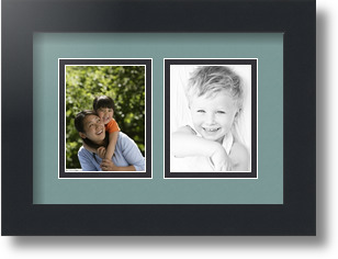 ArtToFrames Collage Mat Picture Photo Frame 2 3x4" Openings in Satin Black 39