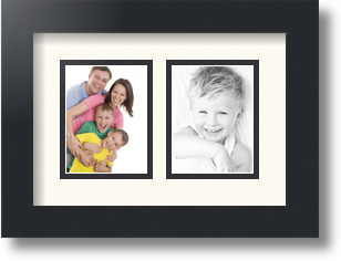 ArtToFrames Collage Mat Picture Photo Frame 2 3x4" Openings in Satin Black 39