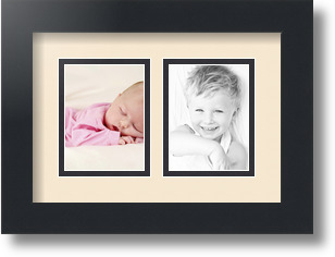 ArtToFrames Collage Mat Picture Photo Frame 2 3x4" Openings in Satin Black 39