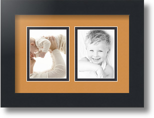 ArtToFrames Collage Mat Picture Photo Frame 2 3x4" Openings in Satin Black 39