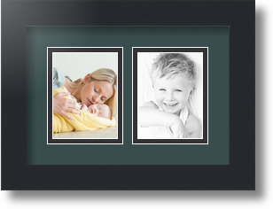 ArtToFrames Collage Mat Picture Photo Frame 2 3x4" Openings in Satin Black 39