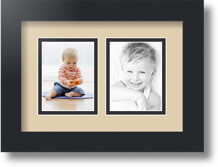 ArtToFrames Collage Mat Picture Photo Frame 2 3x4" Openings in Satin Black 39