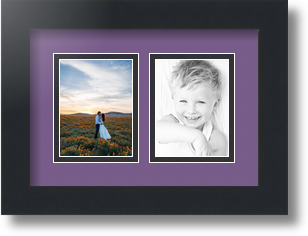 ArtToFrames Collage Mat Picture Photo Frame 2 3x4" Openings in Satin Black 39